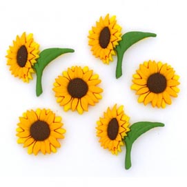 Motiv-Knöpfe Sonnenblumen 6 Stk